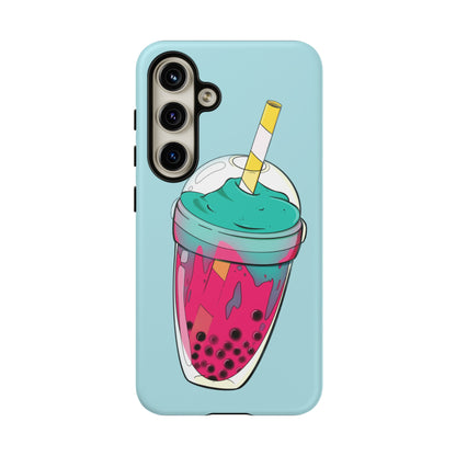 BUBBLE TEA Turquoise/Pink, Baby blue background