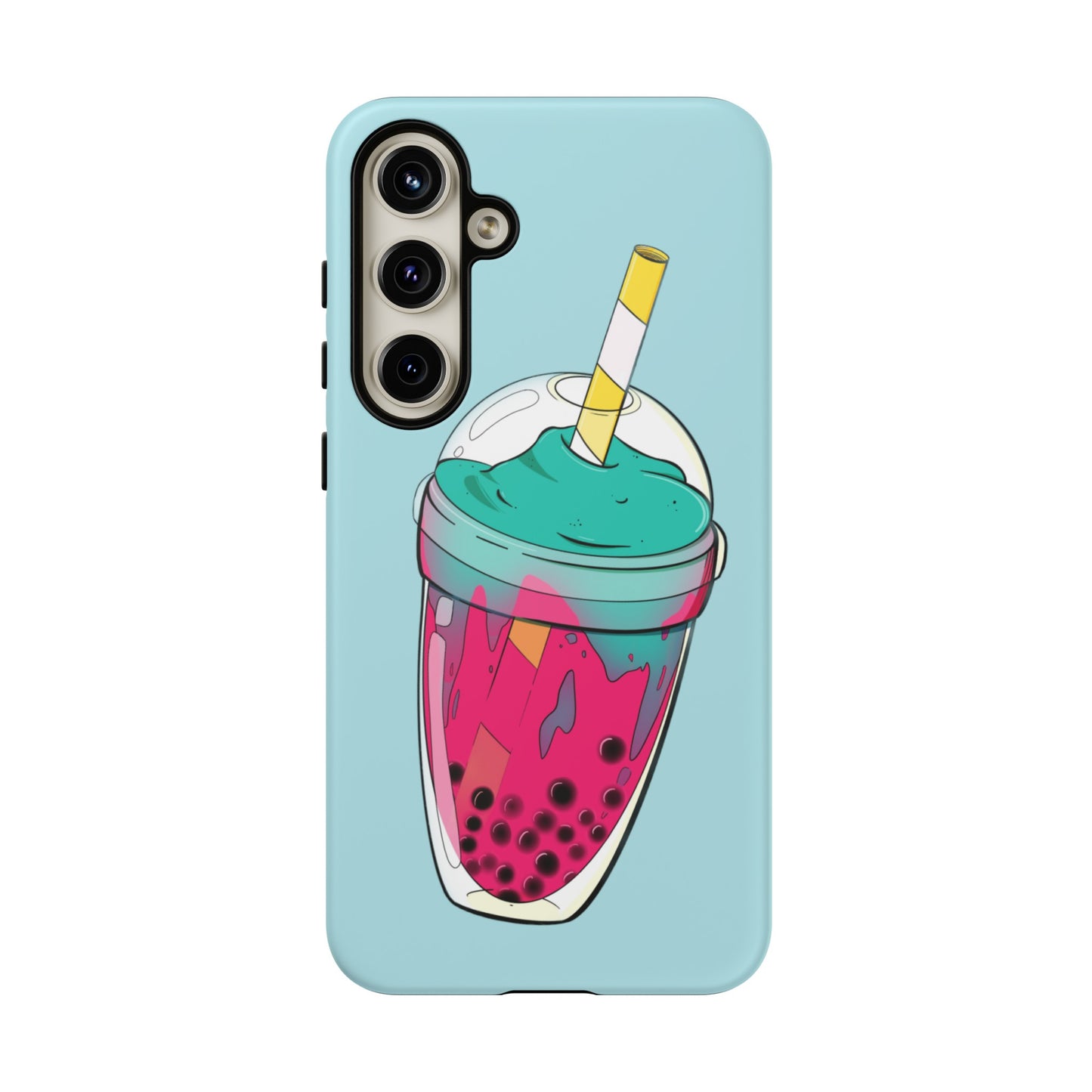 BUBBLE TEA Turquoise/Pink, Baby blue background