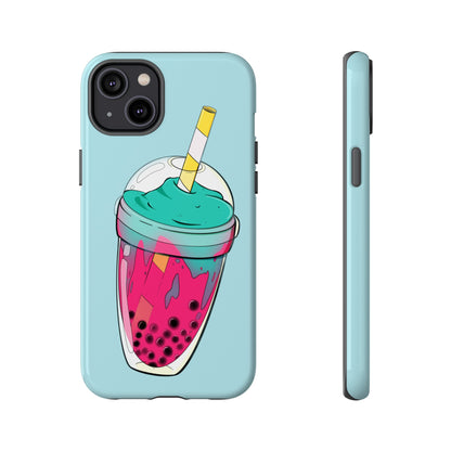 BUBBLE TEA Turquoise/Pink, Baby blue background