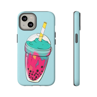 BUBBLE TEA Turquoise/Pink, Baby blue background