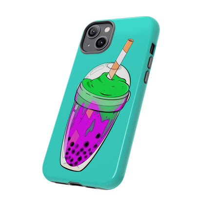 BUBBLE TEA Green/Purple, Blue background