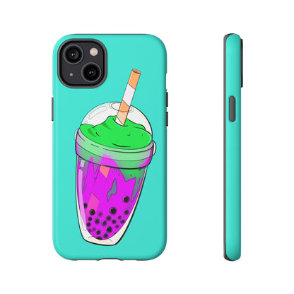 BUBBLE TEA Green/Purple, Blue background