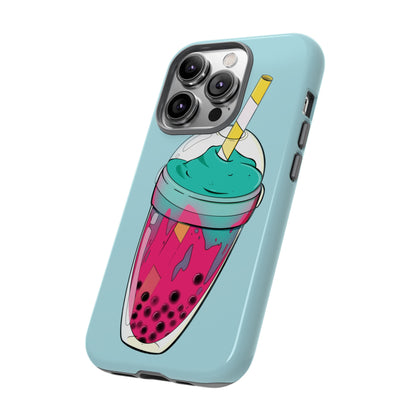 BUBBLE TEA Turquoise/Pink, Baby blue background