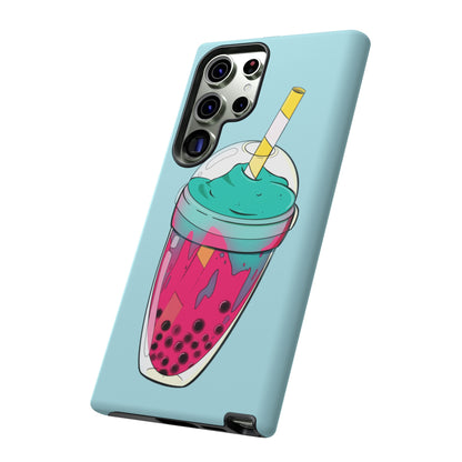 BUBBLE TEA Turquoise/Pink, Baby blue background