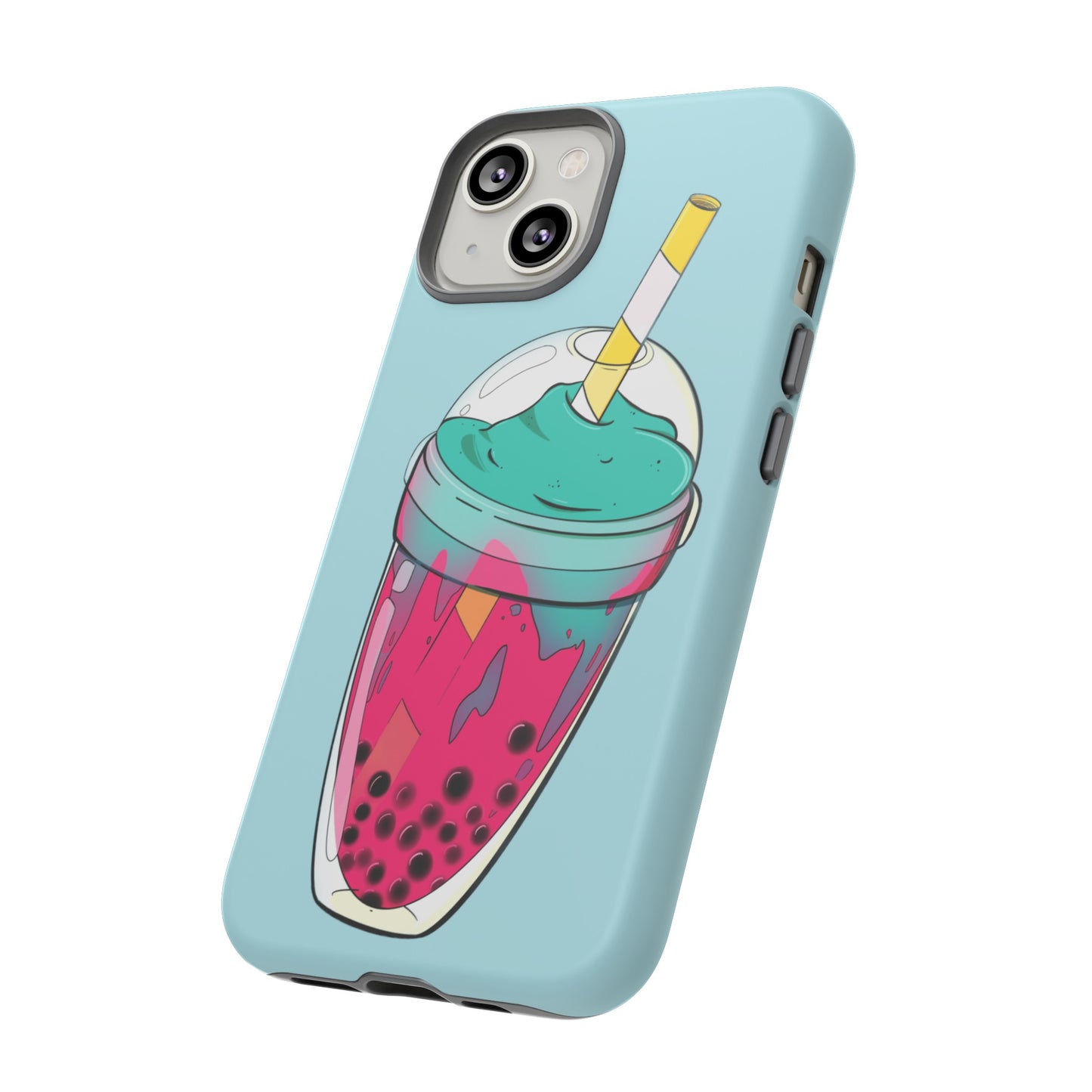 BUBBLE TEA Turquoise/Pink, Baby blue background