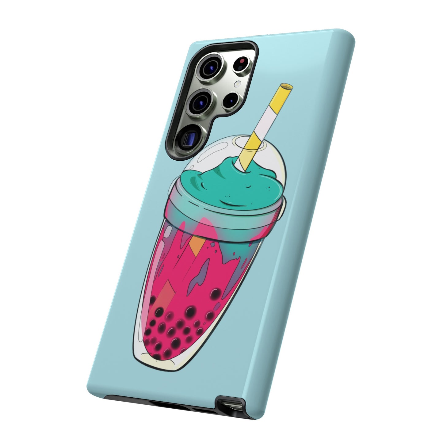 BUBBLE TEA Turquoise/Pink, Baby blue background