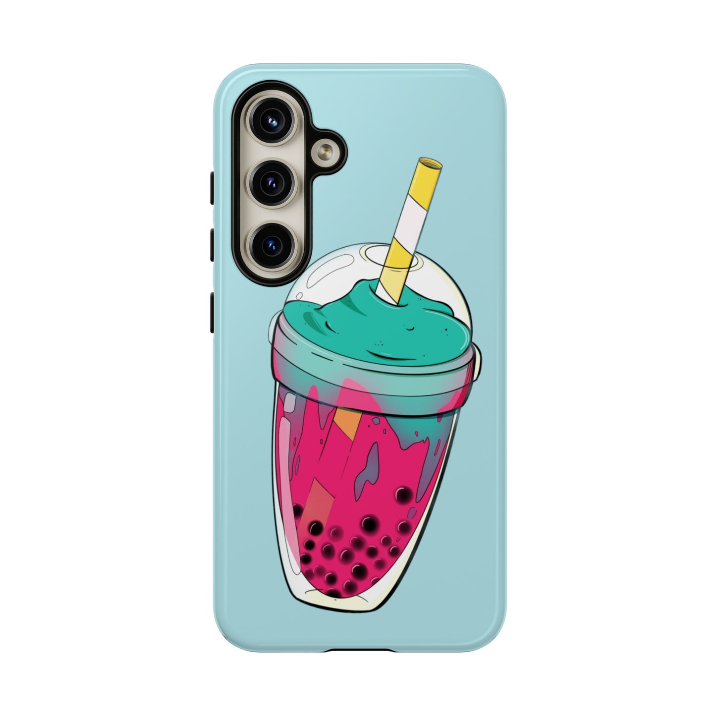 BUBBLE TEA Turquoise/Pink, Baby blue background