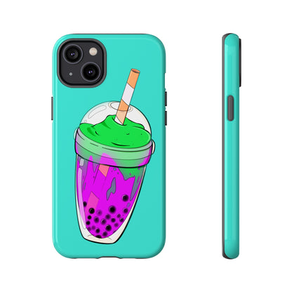 BUBBLE TEA Green/Purple, Blue background