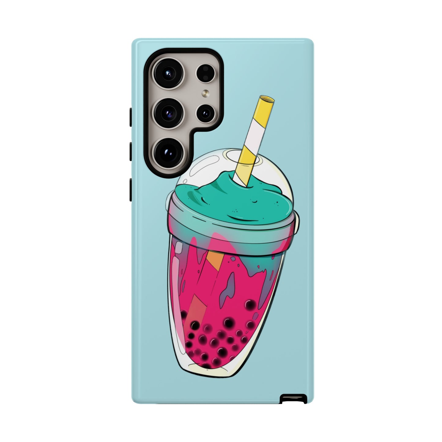 BUBBLE TEA Turquoise/Pink, Baby blue background