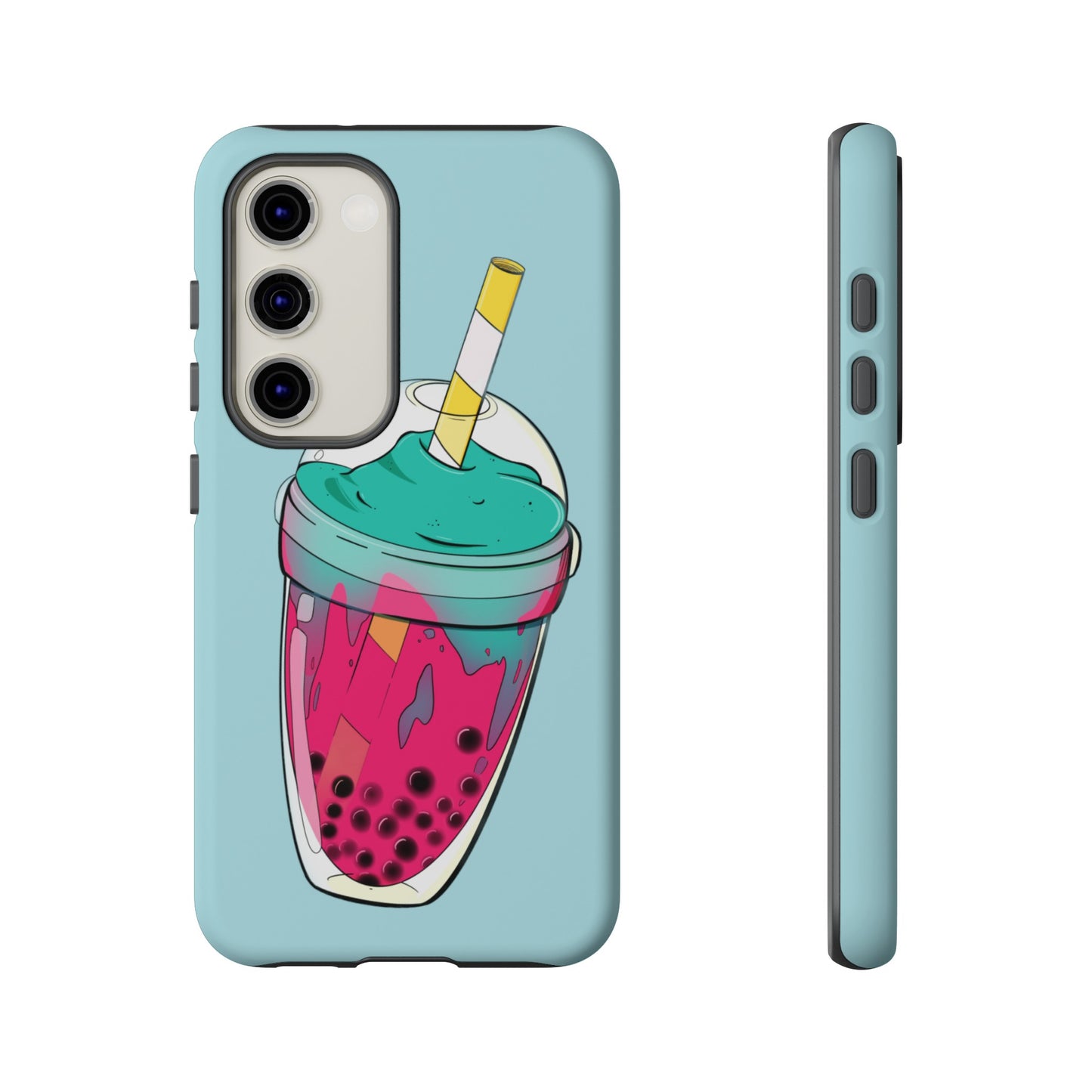 BUBBLE TEA Turquoise/Pink, Baby blue background