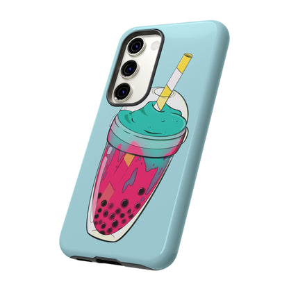 BUBBLE TEA Turquoise/Pink, Baby blue background