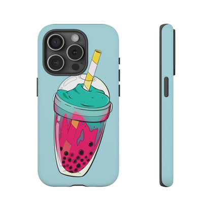 BUBBLE TEA Turquoise/Pink, Baby blue background