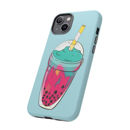 BUBBLE TEA Turquoise/Pink, Baby blue background