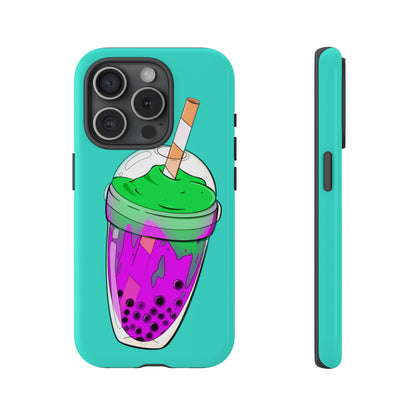 BUBBLE TEA Green/Purple, Blue background