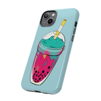 BUBBLE TEA Turquoise/Pink, Baby blue background