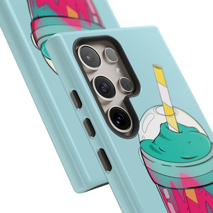 BUBBLE TEA Turquoise/Pink, Baby blue background