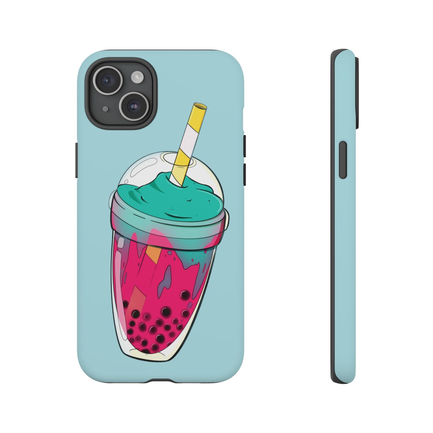 BUBBLE TEA Turquoise/Pink, Baby blue background