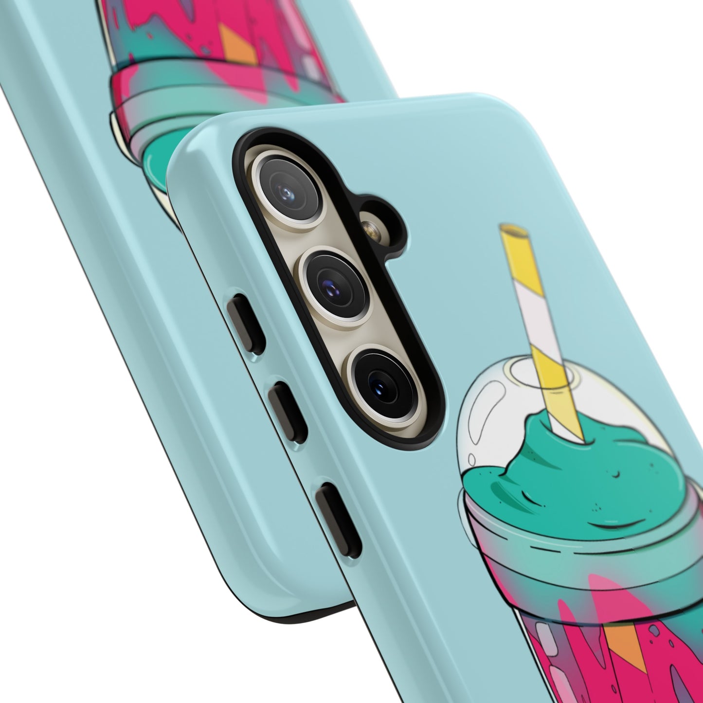 BUBBLE TEA Turquoise/Pink, Baby blue background