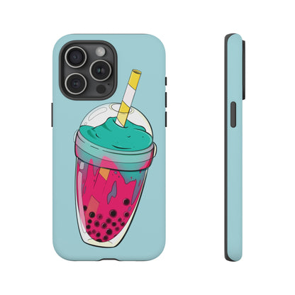 BUBBLE TEA Turquoise/Pink, Baby blue background