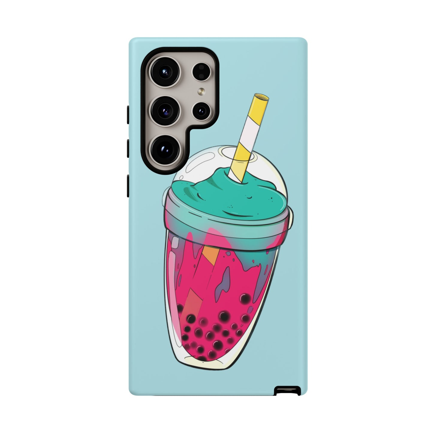 BUBBLE TEA Turquoise/Pink, Baby blue background