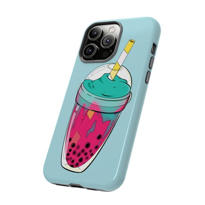 BUBBLE TEA Turquoise/Pink, Baby blue background