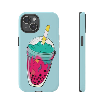 BUBBLE TEA Turquoise/Pink, Baby blue background