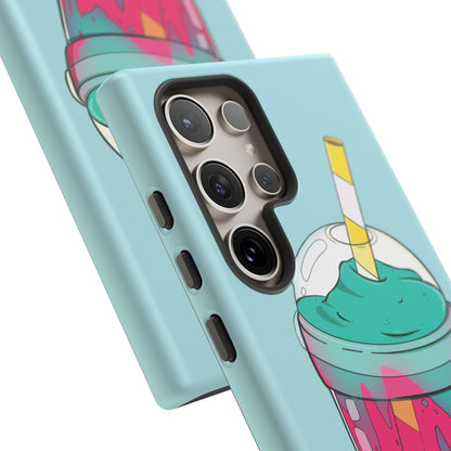 BUBBLE TEA Turquoise/Pink, Baby blue background