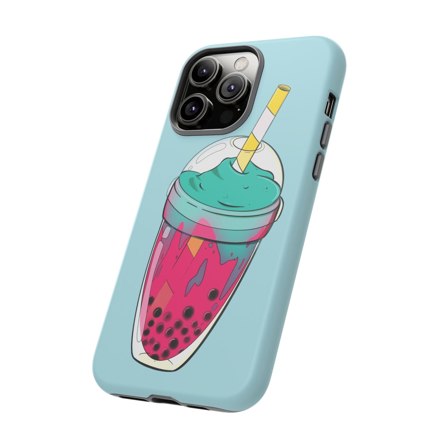 BUBBLE TEA Turquoise/Pink, Baby blue background