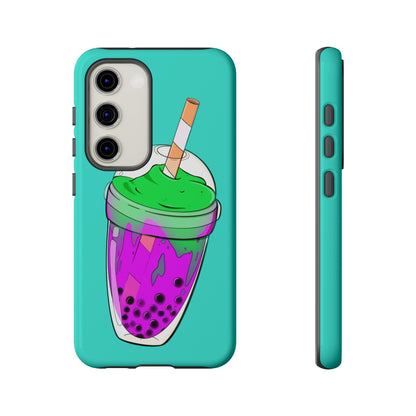 BUBBLE TEA Green/Purple, Blue background