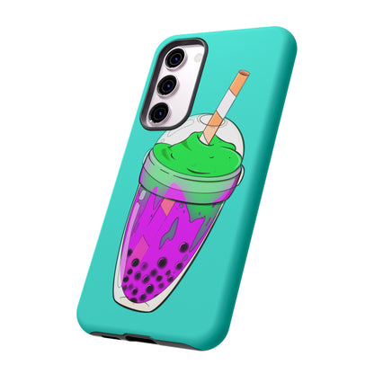 BUBBLE TEA Green/Purple, Blue background