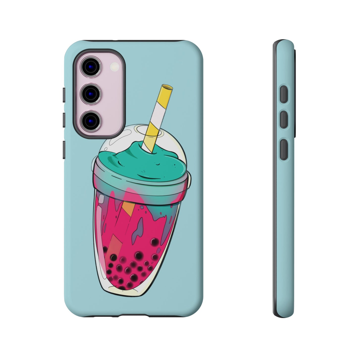 BUBBLE TEA Turquoise/Pink, Baby blue background