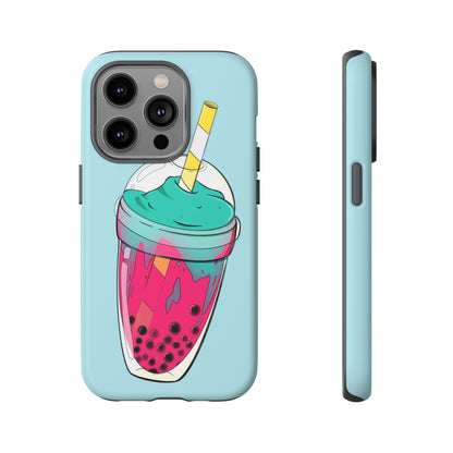 BUBBLE TEA Turquoise/Pink, Baby blue background