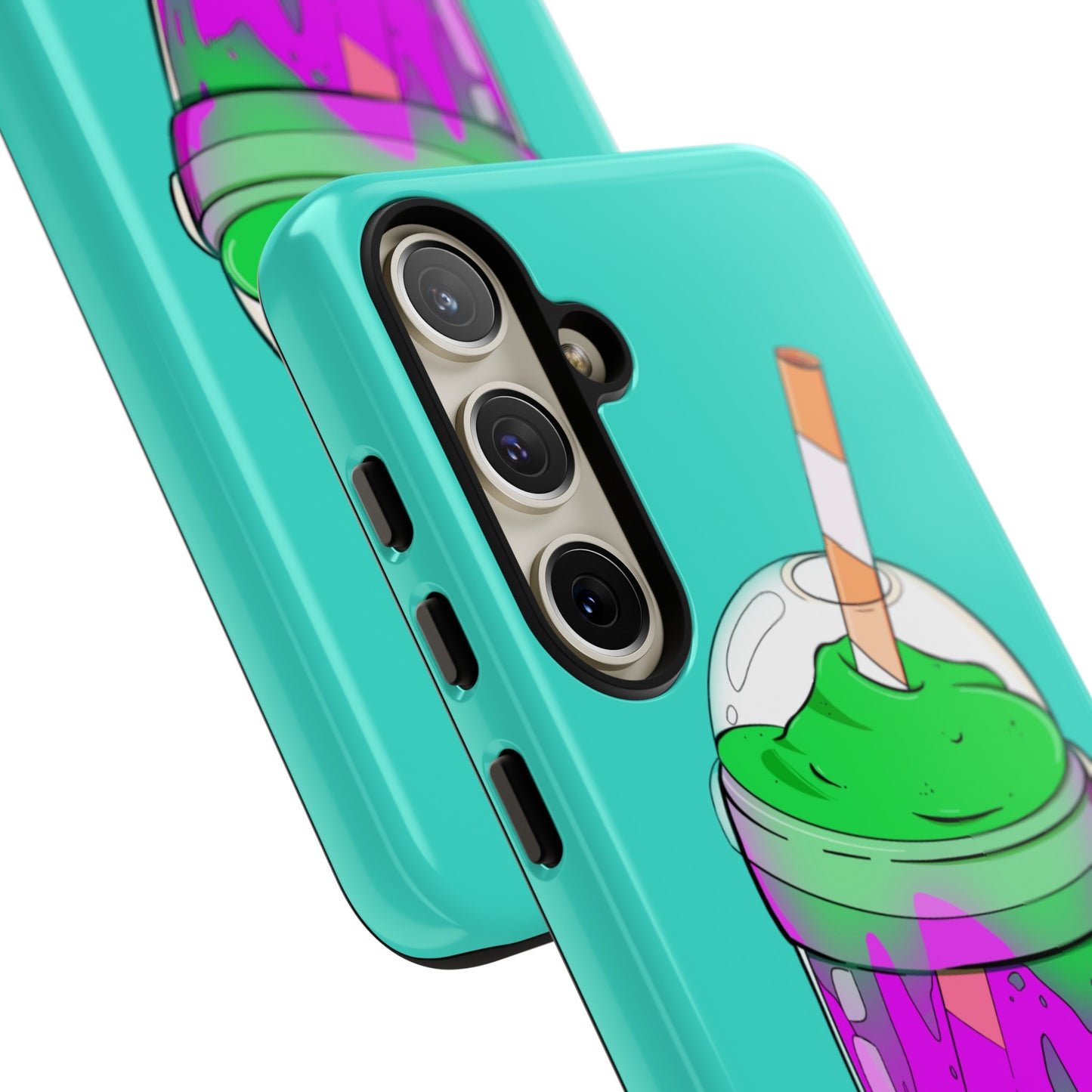 BUBBLE TEA Green/Purple, Blue background