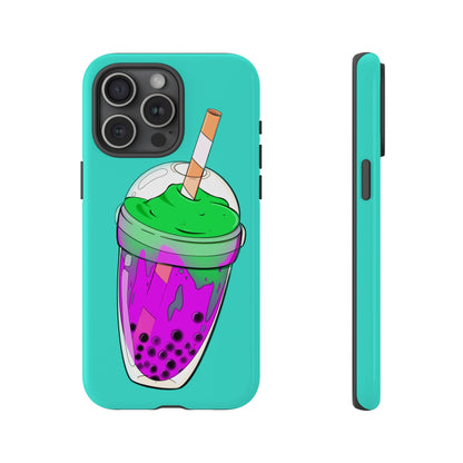 BUBBLE TEA Green/Purple, Blue background